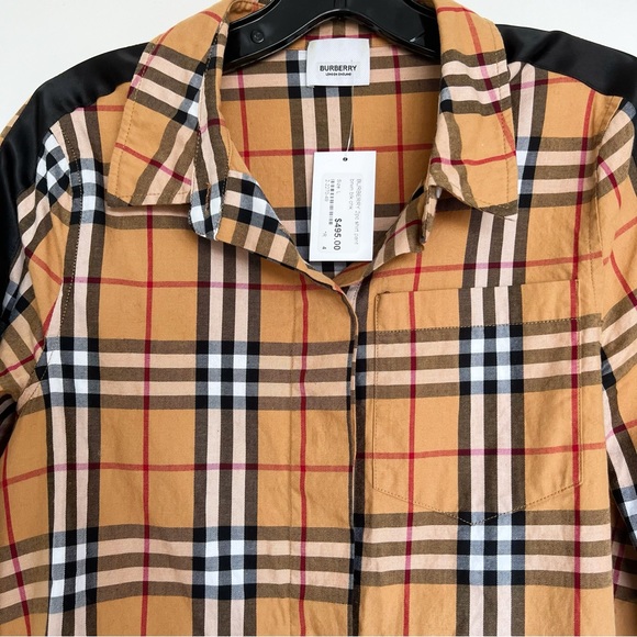 Burberry Classic Checkered Saoirse Satin Stripe Check Shirt Blouse Dressshirt - Picture 3 of 7